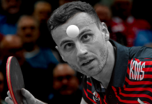 Ticketshop geöffnet – Tischtennis Bundesliga Karlsruhe Saison 2026/27 Tiago Apolonia beim Aufschlag für den ASC Grünwettersbach in der Tischtennis Bundesliga Karlsruhe Saison 2026/27