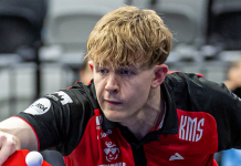 ASC Grünwettersbach will das Punktekonto ausgleichen Tom Jarvis vom ASC Grünwettersbach am Tisch beim TTBL Heimspiel in der ASC Arena Karlsruhe